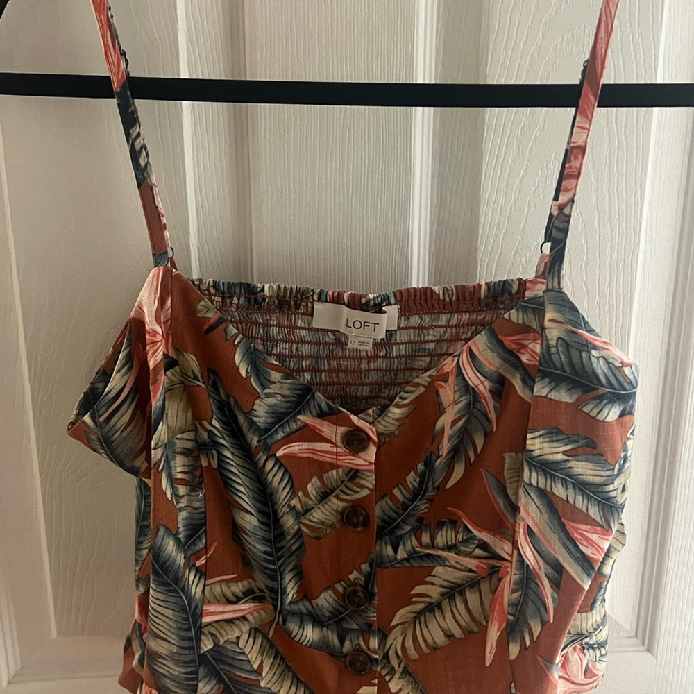 LOFT Orange and Green Buttoned Crop Camisole
